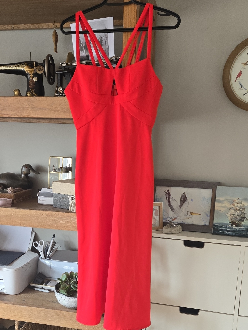 BCBGMaxAzria Red Strappy Midi Dress